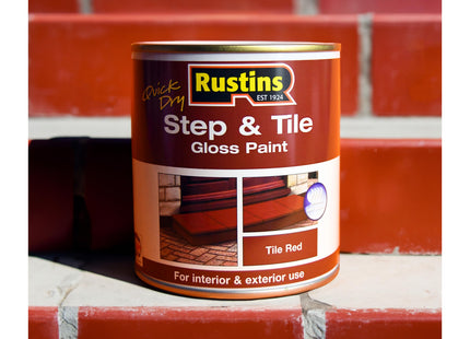 Rustins Step & Tile Paint Red Hard-Wearing Floor Coating for Concrete, Stone & Brick Slip-Resistant Finish for Indoor & Outdoor Use 250ml
