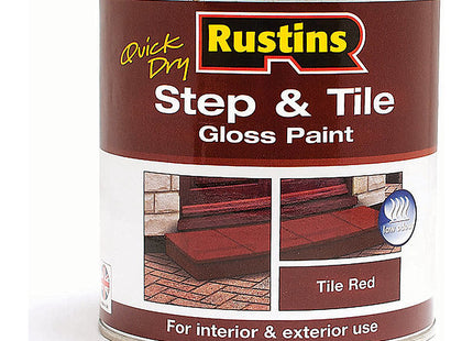 Rustins Step & Tile Paint Red Hard-Wearing Floor Coating for Concrete, Stone & Brick Slip-Resistant Finish for Indoor & Outdoor Use 250ml