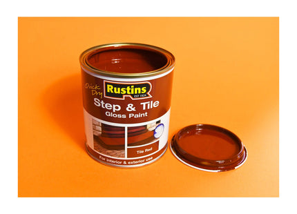 Rustins Step & Tile Paint Red Hard-Wearing Floor Coating for Concrete, Stone & Brick Slip-Resistant Finish for Indoor & Outdoor Use 250ml