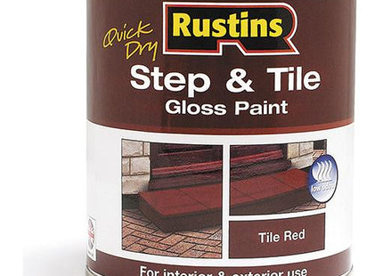 Rustins Quick Dry Step and Tile Paint, Hard-Wearing Floor Coating for Concrete, Stone & Brick Slip-Resistant Finish for Indoor & Outdoor Use 500ml