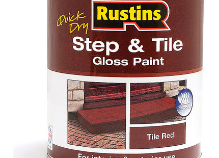 Rustins Quick Dry Step and Tile Paint, Hard-Wearing Floor Coating for Concrete, Stone & Brick Slip-Resistant Finish for Indoor & Outdoor Use 500ml