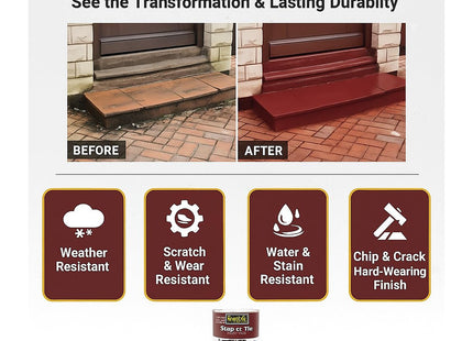 Rustins Quick Dry Step and Tile Paint, Hard-Wearing Floor Coating for Concrete, Stone & Brick Slip-Resistant Finish for Indoor & Outdoor Use 500ml