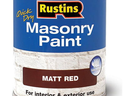 Rustins Masonry Paint, Red, 500ml