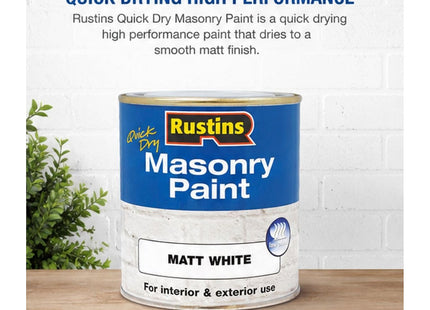 Rustins Masonry Paint, White, 500ml