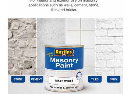 Rustins Masonry Paint, White, 500ml