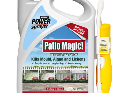 Patio Magic! Battery Power Sprayer: Ideal for Patios, Paths and Driveways (Kills Algae and Lichens), 5 Litre (Package may vary)