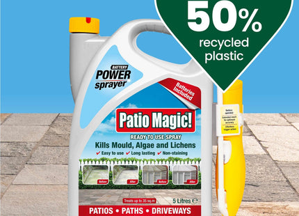 Patio Magic! Battery Power Sprayer: Ideal for Patios, Paths and Driveways (Kills Algae and Lichens), 5 Litre (Package may vary)