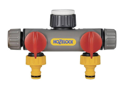 Hozelock - Multi-Tap Connector 2-Way: Ideal for Creating 2 Circuits on a Single Tap, With Independent Flow Valve for Each Outlet [2252 0000]
