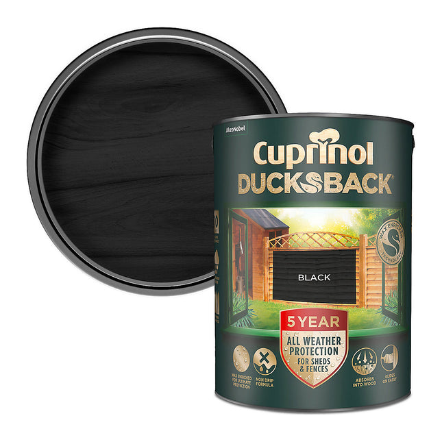 Cuprinol Ducksback 5 Year Shed and Fence Paint - Black 5 Litre