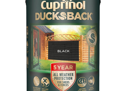 Cuprinol Ducksback 5 Year Shed and Fence Paint - Black 5 Litre