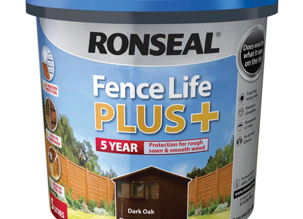 Ronseal 5 Litre Fence Life Plus Paint - Dark Oak RSLFLPPDO5L