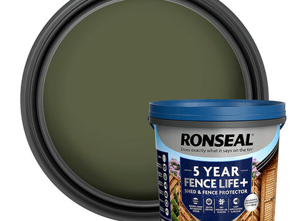 Ronseal 5 Litre Fence Life Plus Paint - Forest Green RSLFLPPFG5L