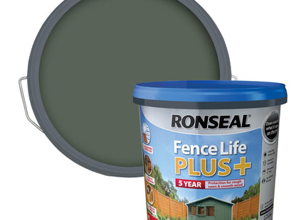 Ronseal 5 Litre Fence Life Plus Paint - Willow RSLFLPPW5L