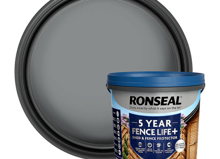 Ronseal 5 Litre Fence Life Plus Paint - Slate RSLFLPPS5L