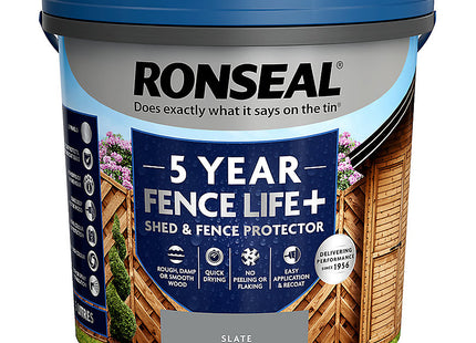 Ronseal 5 Litre Fence Life Plus Paint - Slate RSLFLPPS5L