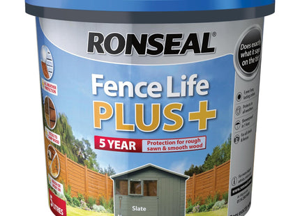 Ronseal 5 Litre Fence Life Plus Paint - Slate RSLFLPPS5L