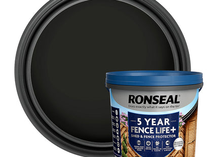 Ronseal 5 Litre Fence Life Plus Tudor Paint - Black Oak RSLFLPPCTBO5