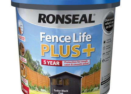 Ronseal 5 Litre Fence Life Plus Tudor Paint - Black Oak RSLFLPPCTBO5