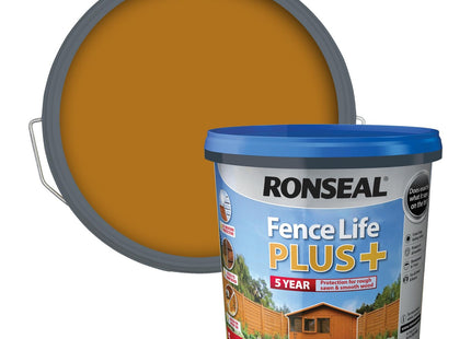 Ronseal 5 Litre Fence Life Plus Paint - Harvest Gold RSLFLPPHG5L