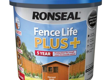 Ronseal 5 Litre Fence Life Plus Paint - Harvest Gold RSLFLPPHG5L