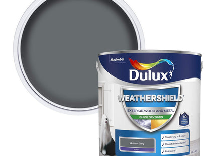 Dulux Weather Shield Quick Dry Satin Paint, 2.5 Litre - Gallant Grey