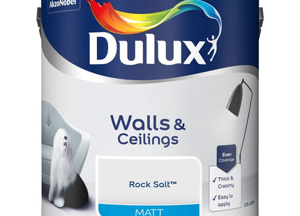 Dulux Matt Emulsion Paint For Walls And Ceilings - Rock Salt 2.5 Litre 500006