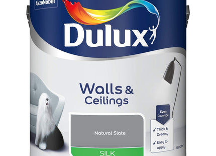 Dulux Silk Emulsion Paint For Walls And Ceilings - Natural Slate 2.5 Litre