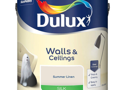 Dulux Silk Emulsion Paint For Walls And Ceilings - Summer Linen 2.5 Litre
