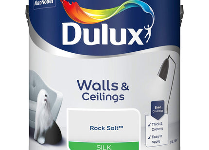 Dulux Silk Emulsion Paint For Walls And Ceilings - Rock Salt 2.5 Litre