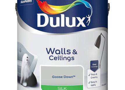 Dulux Silk Emulsion Paint For Walls And Ceilings - Goose Down 2.5 Litre
