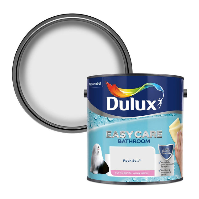 Dulux Easycare Bathroom Soft Sheen Emulsion Paint for Walls and Ceilings - Rock Salt 2.5 Litre 500001