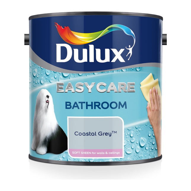 Dulux Easycare Bathroom Soft Sheen Emulsion Paint for Walls and Ceilings - Coastal Grey, 2.5 Litre 500001
