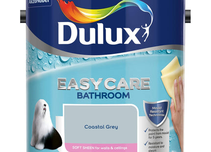 Dulux Easycare Bathroom Soft Sheen Emulsion Paint for Walls and Ceilings - Coastal Grey, 2.5 Litre 500001