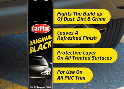 CarPlan Original Black, Trim & Bumper Shine, Protective Silicone Spray, 500ml