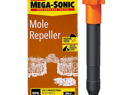 STV Defenders Mega-Sonic Mole Repeller Stake (Battery Powered, Hi-Vis, Humane, Natural Mole Deterrent) - 8.5x12x28 cm STV645