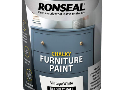 Ronseal 750ml Chalky Furniture Paint - Vintage White RSLCFPVW750
