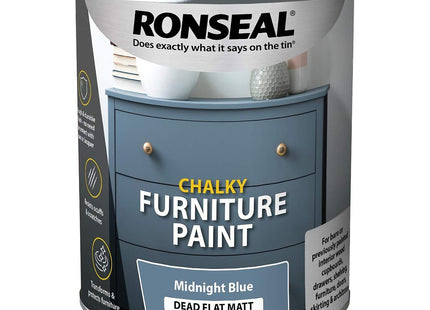 Ronseal 750ml Chalky Furniture Paint - Midnight Blue RSLCFPMB750