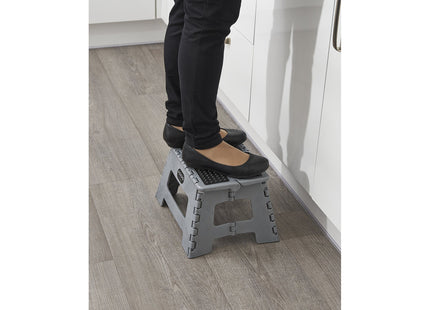 Addis Compact Folding Step Stool - Lightweight, Strong & Portable Design with Non-Slip Top and Feet - Easy Carry Handle - 150kg Load - Graphite Grey
