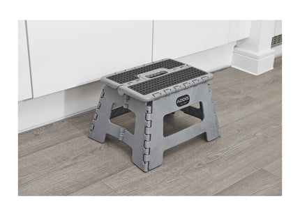 Addis Compact Folding Step Stool - Lightweight, Strong & Portable Design with Non-Slip Top and Feet - Easy Carry Handle - 150kg Load - Graphite Grey