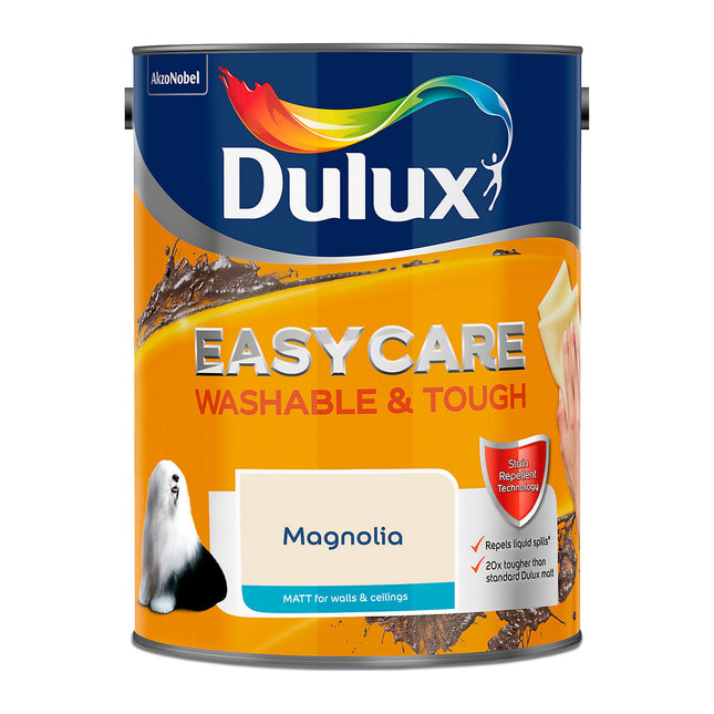 Dulux Easycare Washable & Tough Matt Emulsion Paint For Walls And Ceilings - Magnolia 5 Litre