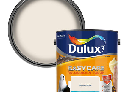Dulux Easycare Washable and Tough Matt Emulsion Paint For Walls And Ceilings - Almond White 2.5 Litre