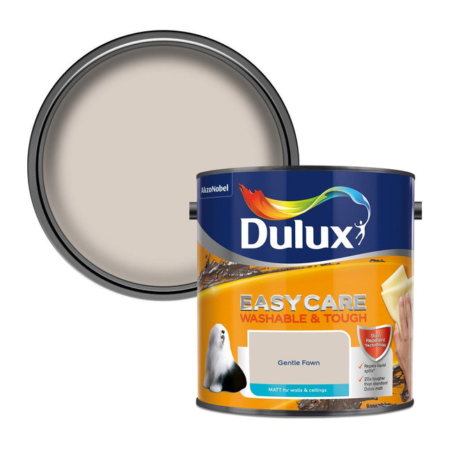 Dulux Easycare Washable & Tough Matt Emulsion Paint For Walls And Ceilings - Gentle Fawn 2.5 Litre 403201