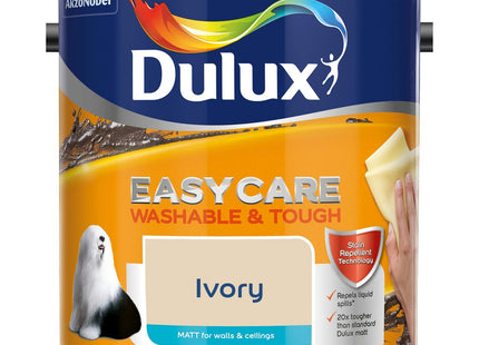 Dulux Easycare Washable and Tough Matt Emulsion Paint For Walls And Ceilings - Ivory 2.5 Litre