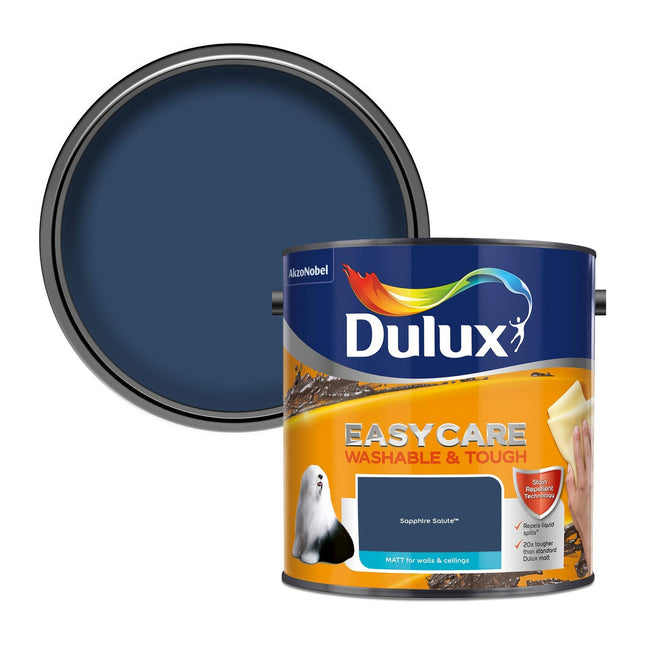 Dulux Easycare Washable & Tough Matt Emulsion Paint For Walls And Ceilings - Sapphire Salute 2.5 Litre 403201