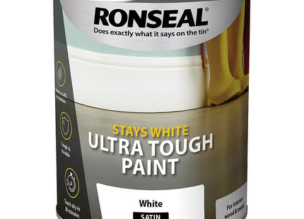 Ronseal Stays Ultra Tough Satin Paint, White, 750ml RSLSWUTSP750