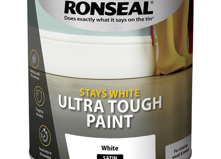 Ronseal Stays White Ultra Tough Pure Brilliant White Paint for Wood an 2.5 Litre