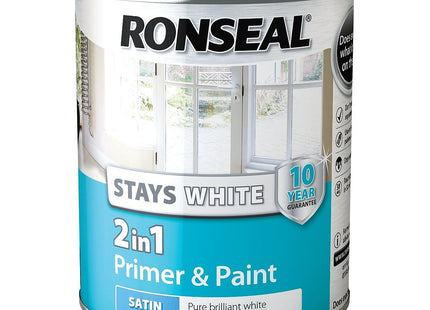 Ronseal Stays White 2 IN 1 Primer and Paint Satin 750ml