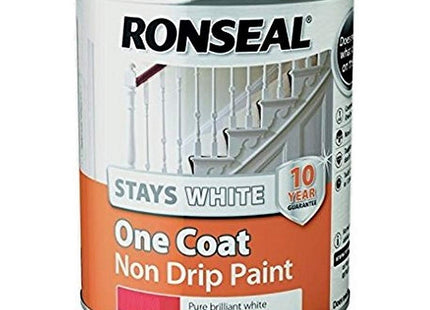 Ronseal One Coat Stays Gloss Paint, White, 2.5 Litre RSLOCSWGP25L