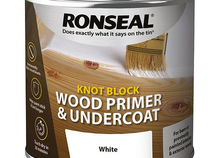 Ronseal Knot Block Wood Primer and Undercoat White 250ml