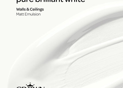 Crown Walls & Ceilings Brilliant White Matt Emulsion Paint 5 Litre